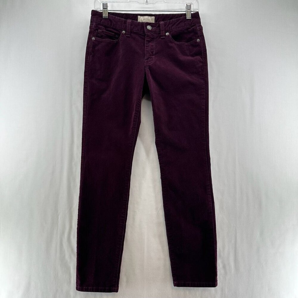 Banana Republic Jeans Womens 26/2P Skinny Fit Corduroy Low Rise Ankle Burgundy